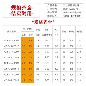 安捷宝 固定头式尼龙扎带螺丝孔捆绑扎带卡扣强力束线带勒累死狗